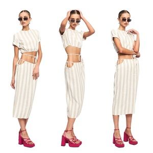 NWT❗️LIONESS Fazio Midi Tee and Skirt Set